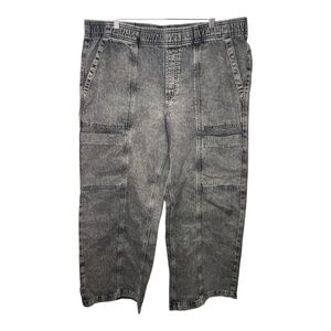 GAP High‎ Rise Wide Leg Cargo Utility Black Pull On Jeans
